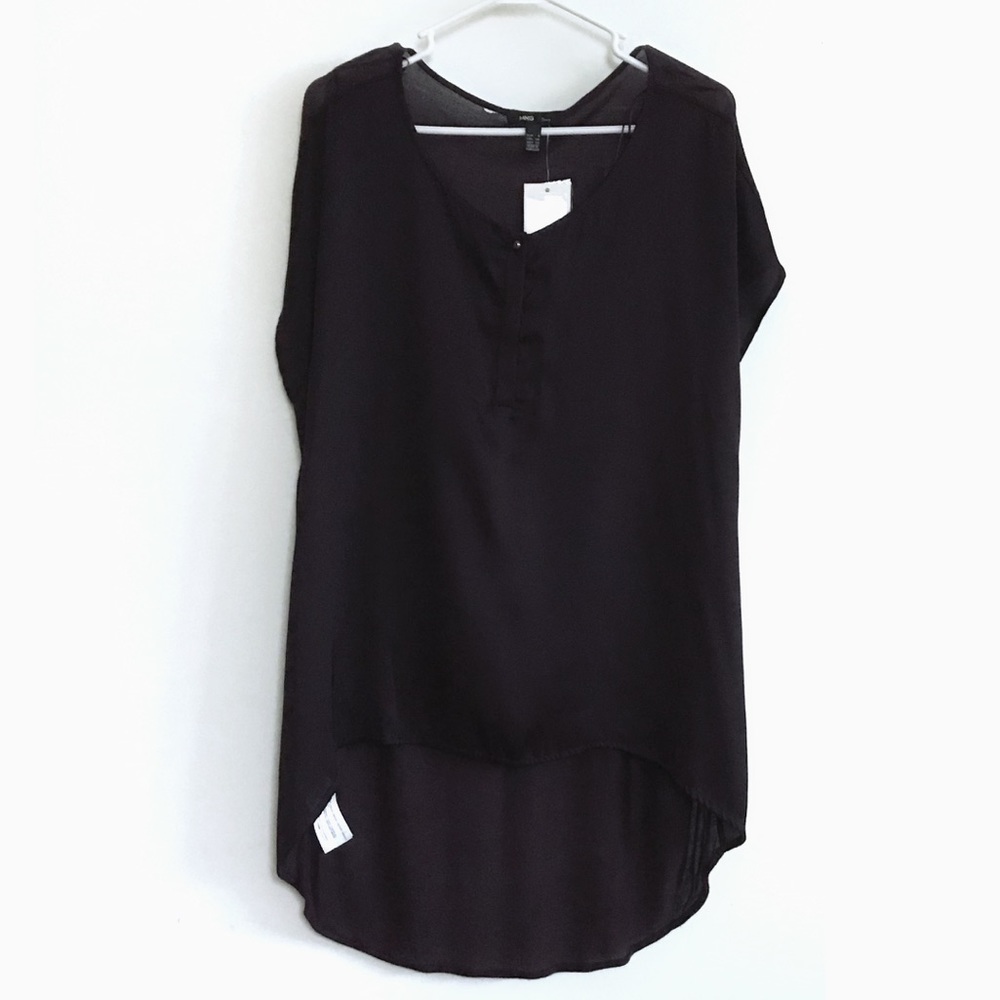 Mango MNG Dark Purple Silky Oversize Top Hi-Low